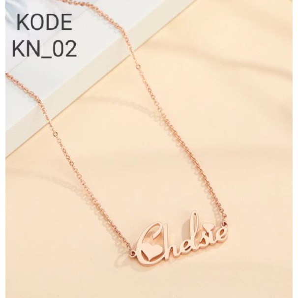 Liontin kalung nama custom lapis emas silver gold rosegold aksesoris fashion wanita korea arab