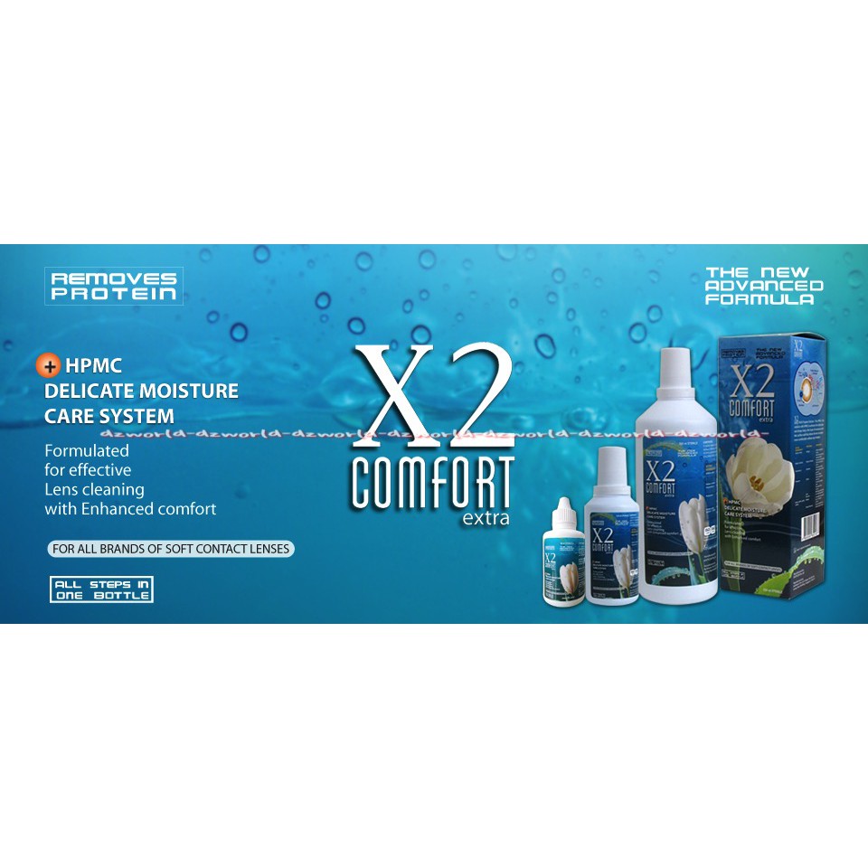 X2 Comfort Extra Cairan Untuk Membersihkan Kontak Lensa softlens 120ml