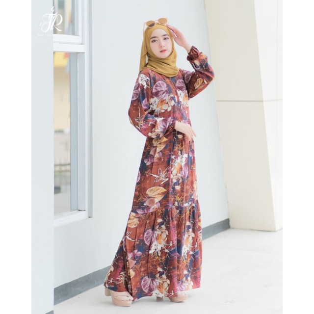 Homedress Daun Rayon Import Premium Gamis Adem / Gamis Muslim / Longdress Rayon / Gamis JR One Colle