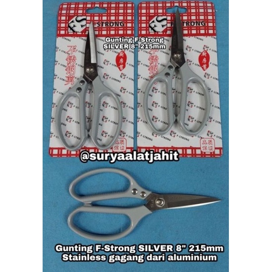 Gunting dapur F-Strong SILVER 8in (215mm) Stainless &amp; gagang aluminium =rp.45.000/1pcs