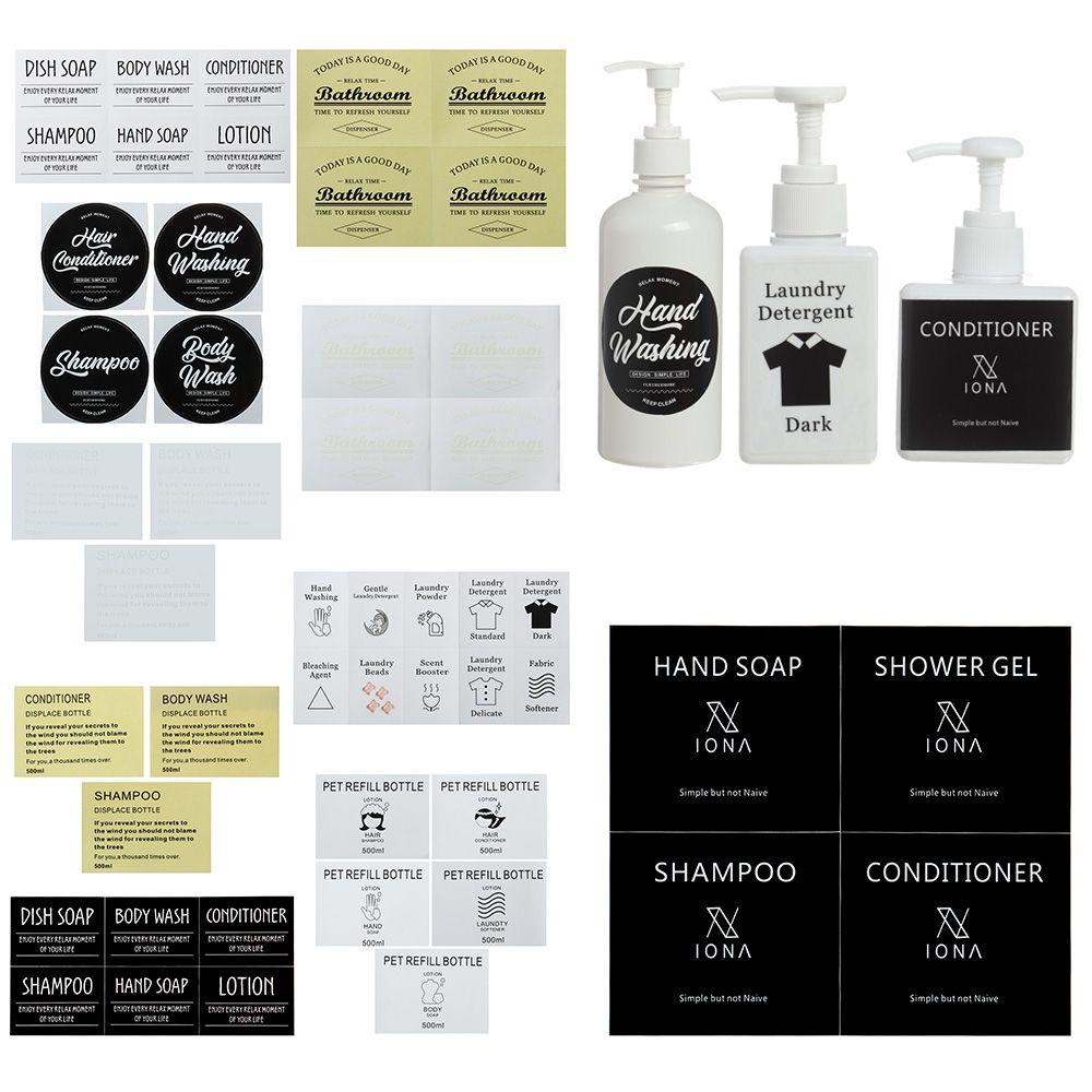 POPULAR Stiker Penanda Botol Isi Ulang Populer Nordic Style Shampoo Conditioner Dispenser Sabun Tag Klasifikasi