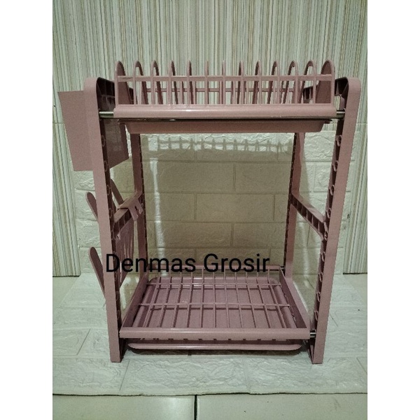 (COD) Rak Piring Plastik 2 Susun Fawsline / Rak Piring 2 Tingkat / Rak Piring Stainless / Rak Dapur