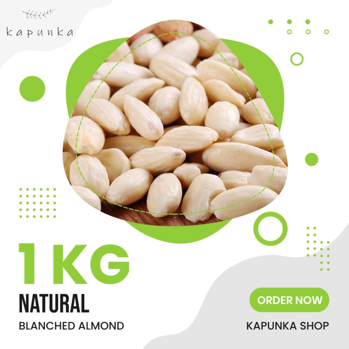 

Kacang Almond Mentah Kupas kulit ari 1kg