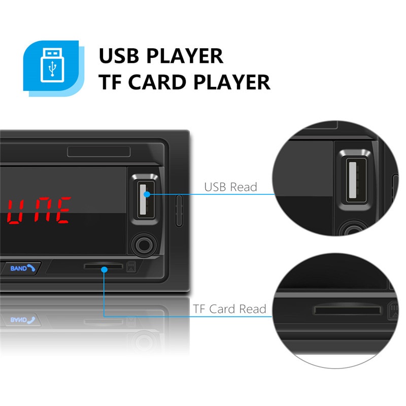 Taffware Tape Mobil MP3 Player Bluetooth Wireless 12V - MP3-S211L Radio Mobil FM 12V Bluetooth Car Stereo FM Radio Hands free MP3 Audio Player 5V Charger USB TF AUX Auto Electronics Subwoofer 1 DIN Auto-radio