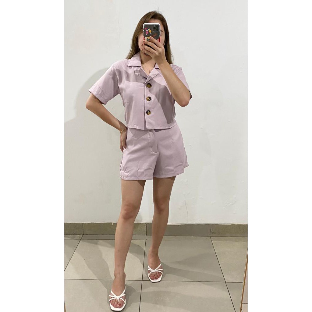 ZAZA_FASHION Baju Stelan Wanita Terbaru REAL PICT Set Korean Style Alexa-Lilac