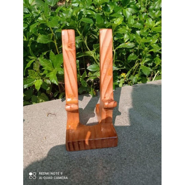 Dudukan Handphone Stand Phone Holder HP Standing Kayu Jati Aesthetic di Meja Ori Terbaik Murah