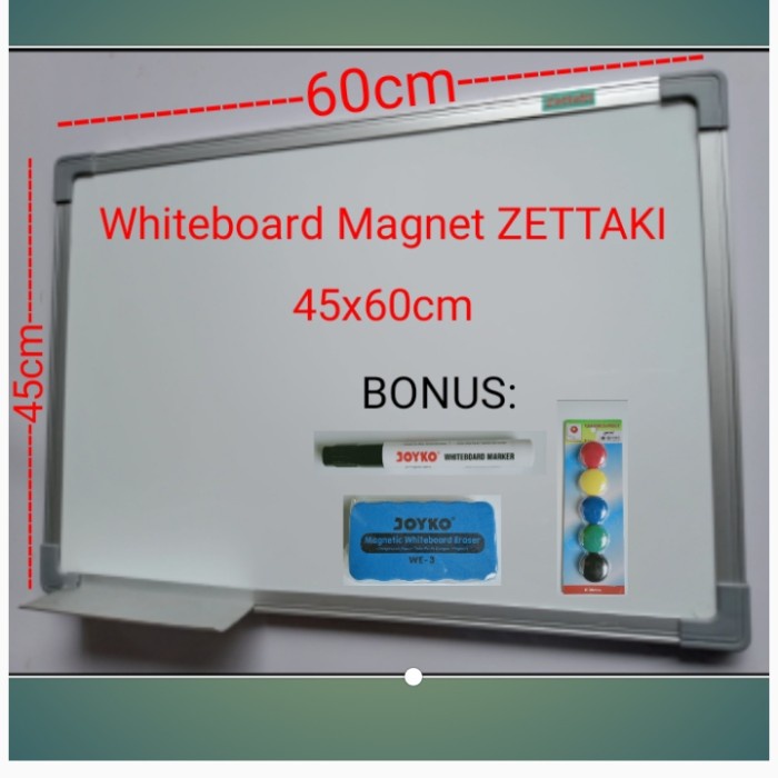 

Papan tulis magnet whiteboard gantung single face ZETTAKI 45x60cm promo