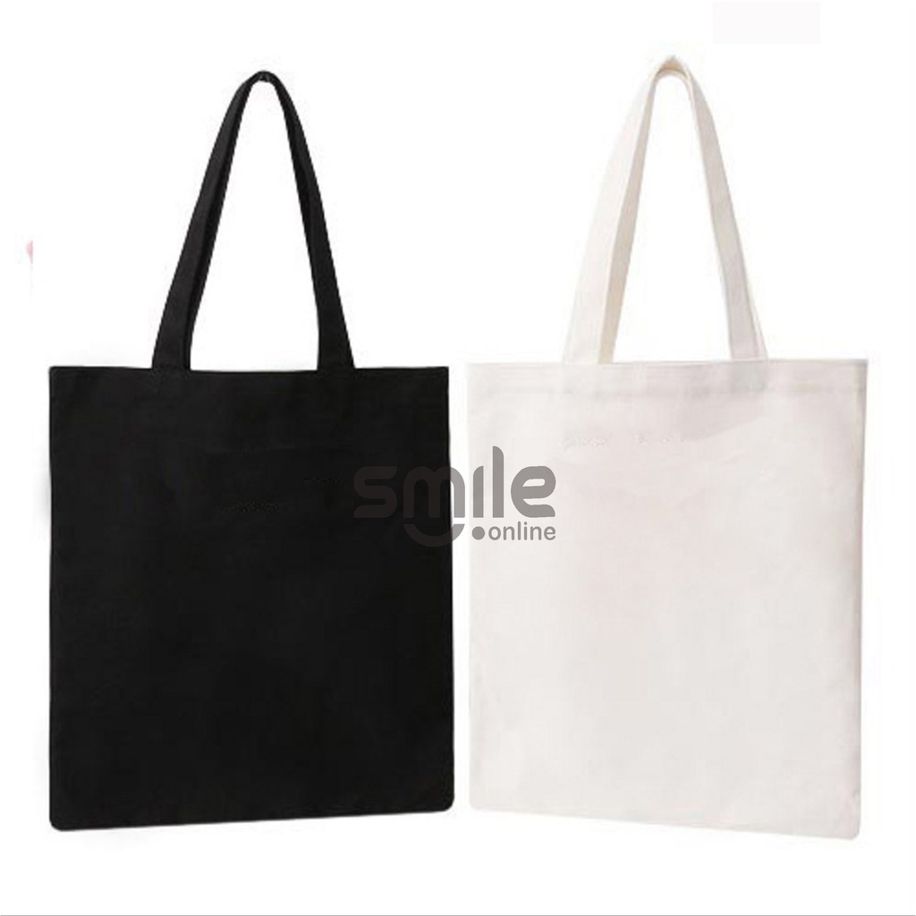 TOTEBAG POLOS  MURAH PUTIH TULANG (BLACU) /HITAM