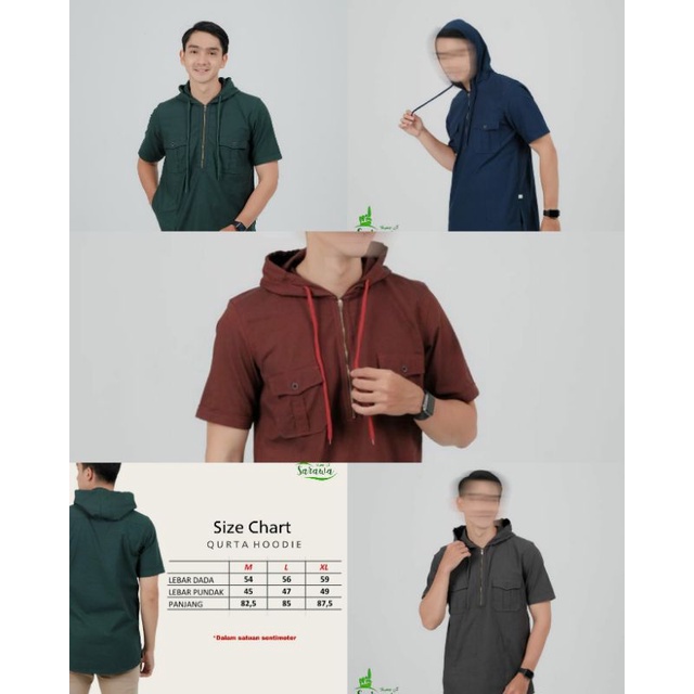 Baju Koko Kurta Hoodie Zipper Pocket Pria Muslim