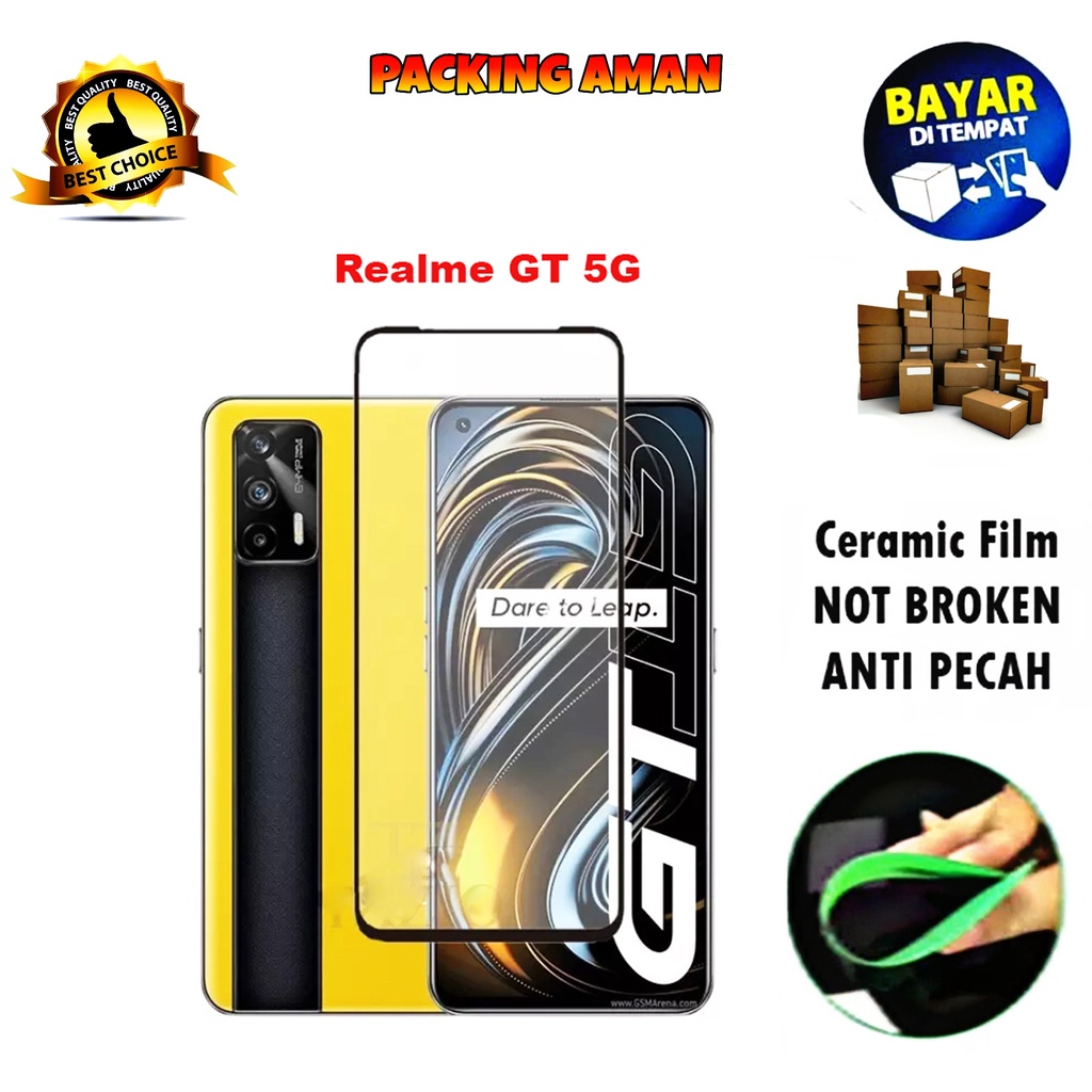 Tempered Glass Realme GT 5G 2021 FULL COVER FULL SCREEN Ceramic Film Anti Gores