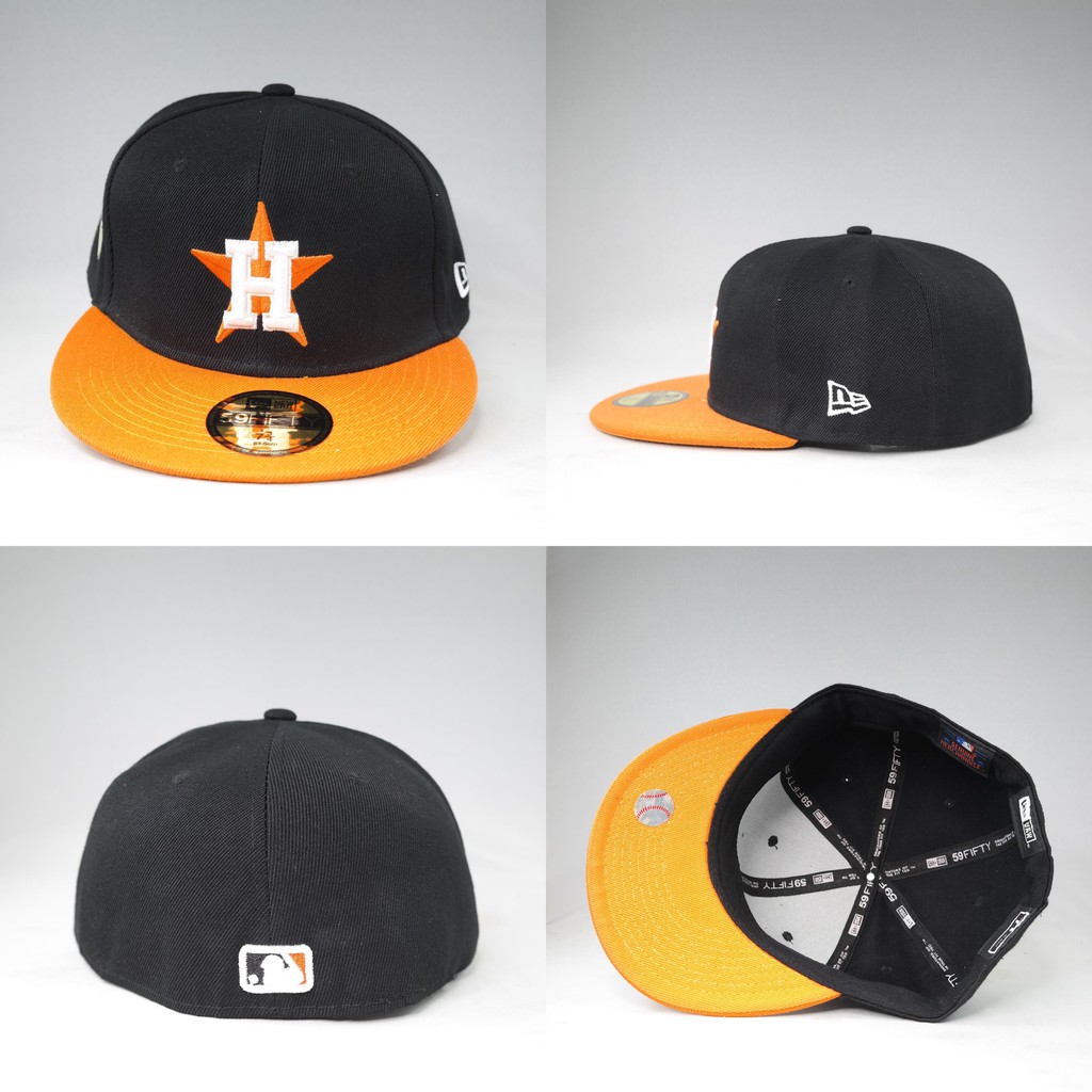 TOPI FITTED MLB HOUSTON ASTROS HITAM VISOR ORANGE