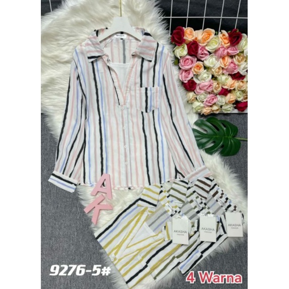 KEMEJA SALUR PLUS DALAMAN NEMPEL FASHION IMPORT TERBARU