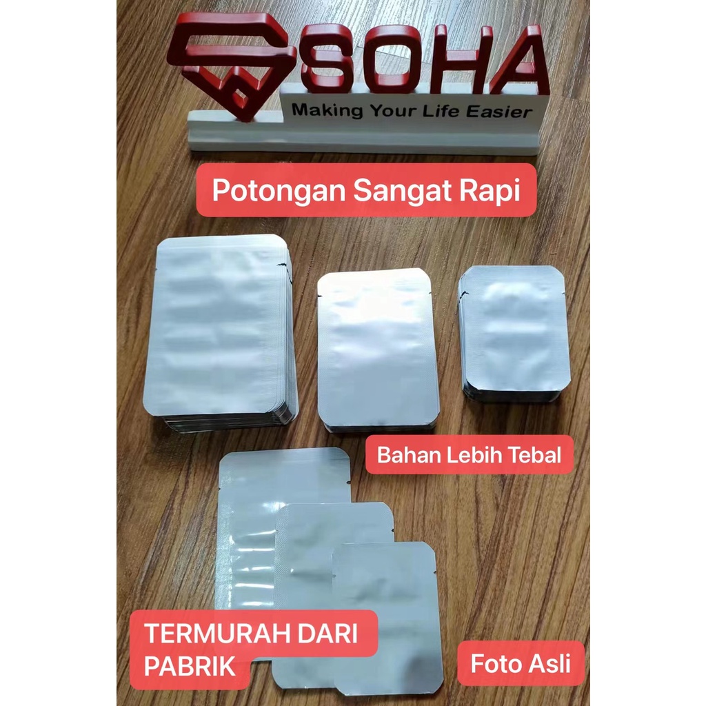 PVM-009 11x16 cm 11 x 16 cm Plastik Kemasan Sachet Kantong Full Aluminium Foil / Saset Snack Serbuk Bubuk Kopi Bumbu Racikan Sambel Full Alumunium