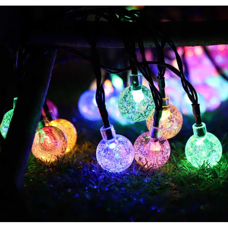 LED Tumblr hias Bola Kristal 100 LED 12 Meter Tenaga Surya Anti Air Lampu Hias Dekorasi 100 LED 12 Meter with Solar Panel - M074 Warna Multi Warna Crystal ball LED Solar Lamp Power LED String Fairy Lights Solar Garlands Garden Christmas For Outdoor