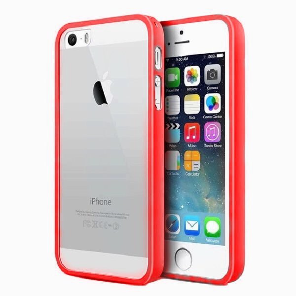 IBuy IPhone 5 5s 5 Se Bumper Red case Merah Rubber Case With Clear Back Mika