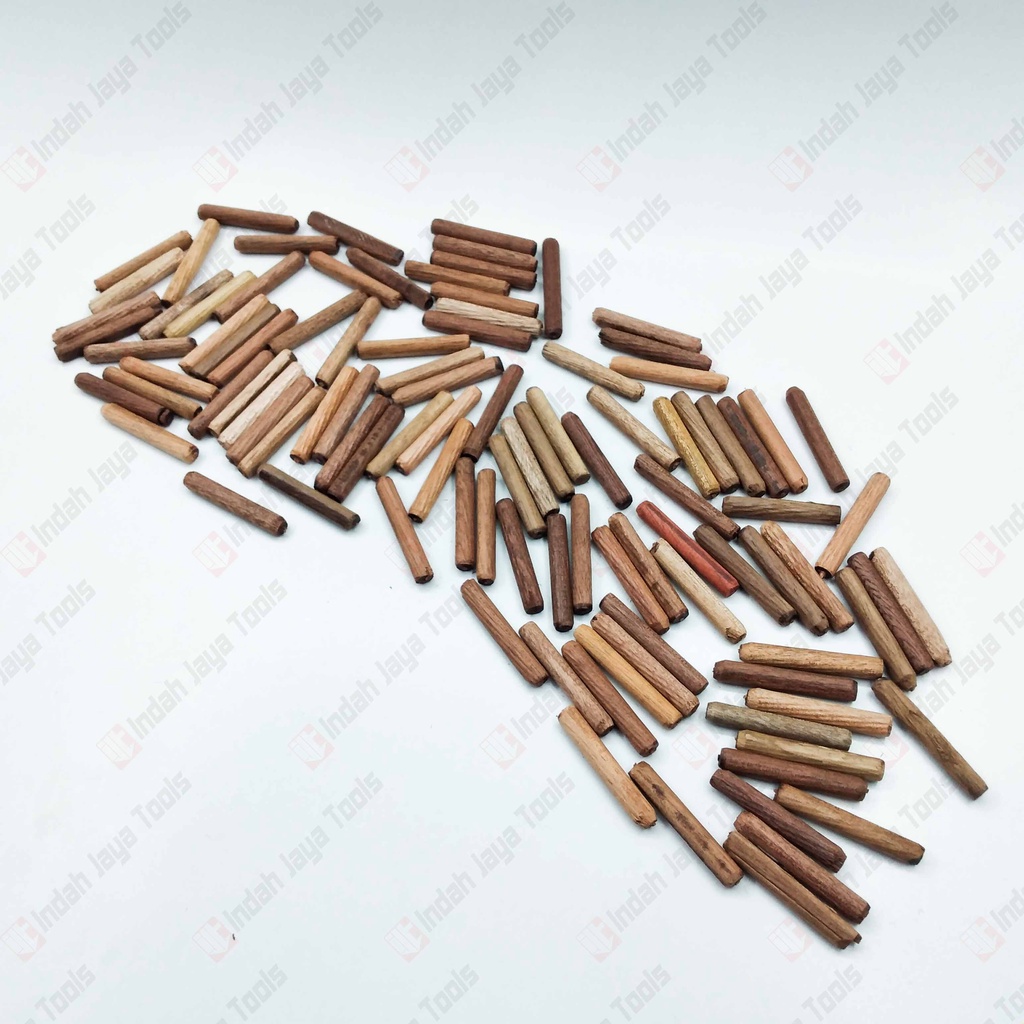 DOWEL Kayu Ulir 8 x 50 MM 100 Pcs Pen Sambungan Stik Kayu Bulat