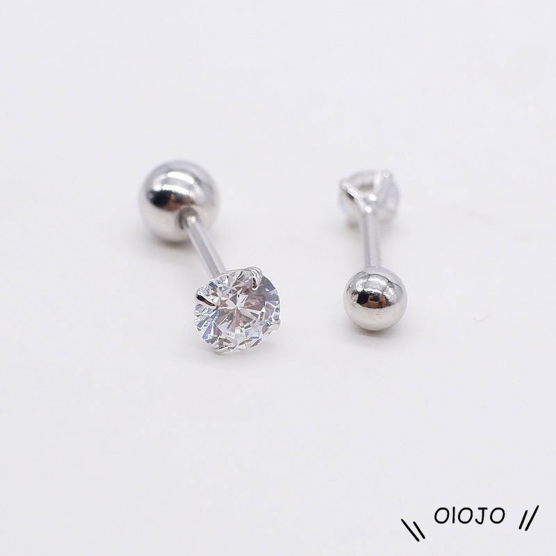 Two Penggunaan Tulang Rawan Tragus Anting Stainless Steel Mode Kristal Anting Zirkon Mini - ol