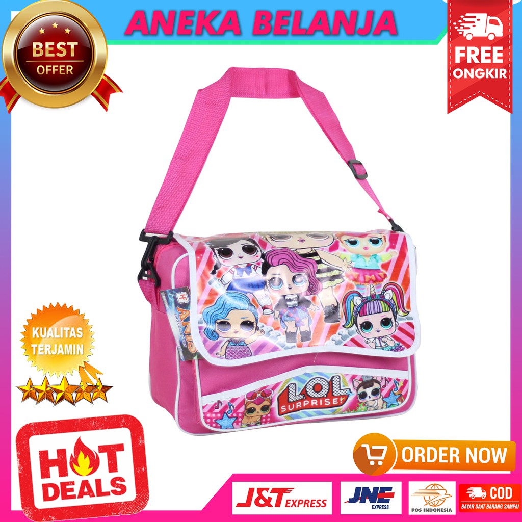 NEW ARRIVAL Tas Selempang Khusus Anak Cewek 2in1 Motif LOL Pink Terbaru Multifungsi Tas Sekolah PAUD TK SD Keren