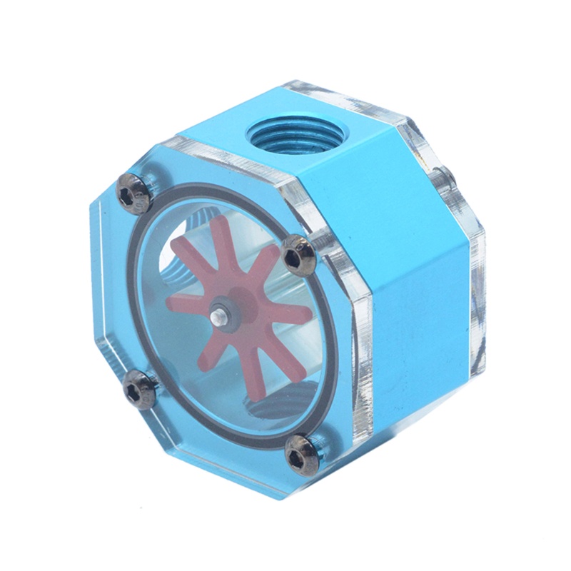 Bt Akrilik Octagonal Flow Indicator Computer Water Cooling Flow Meter G1/4Benang Female Kit Lengkap Liquid Coolin To