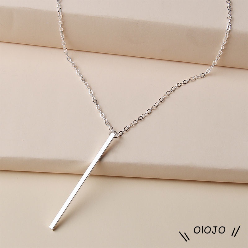 Kalung Titanium Bambu Liontin Silver Anti Karat Tidak Luntur Tahan Air Pria Wanita Cewek Cowok Murah - ol