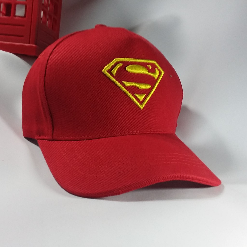 TOPI BASEBALL SUPERMAN BORDIR KUNING MERAH LOGO SUPERHERO DC