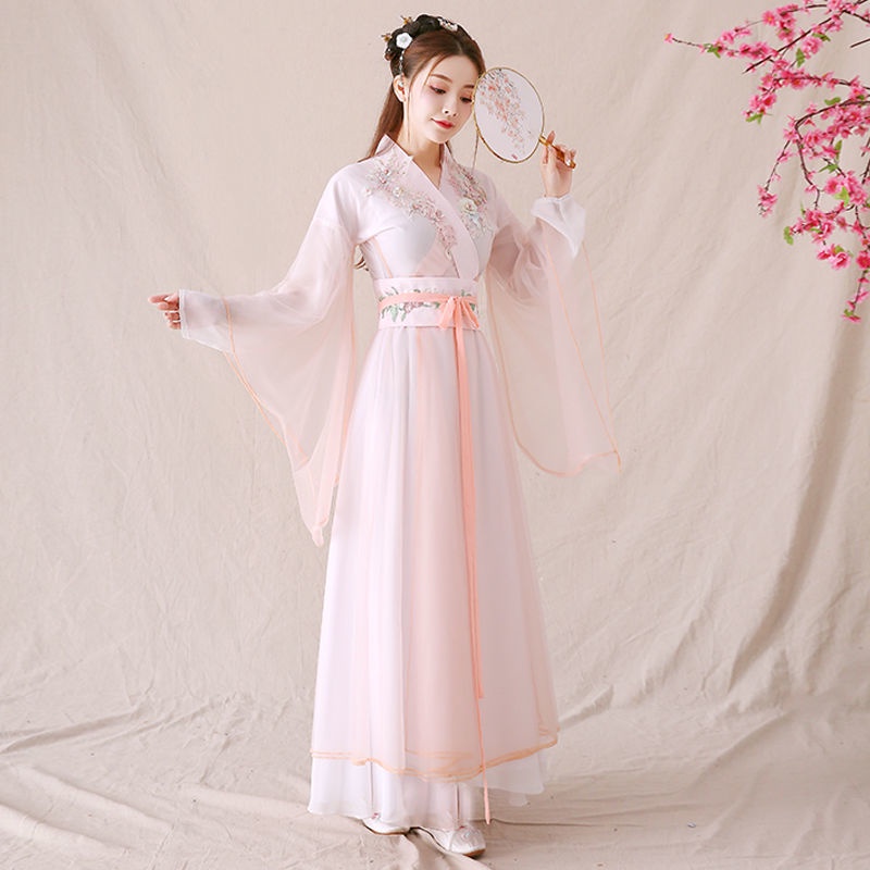 Women's Han Chinese clothing jacket and dress Fairy pink fresh elegant fairy ancient style big wide