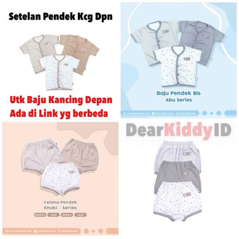 Fluffy SETELAN PENDEK Oblong SML / Setelan Baju + Celana Pendek Kancing PUNDAK Bayi Anak (1 pasang)