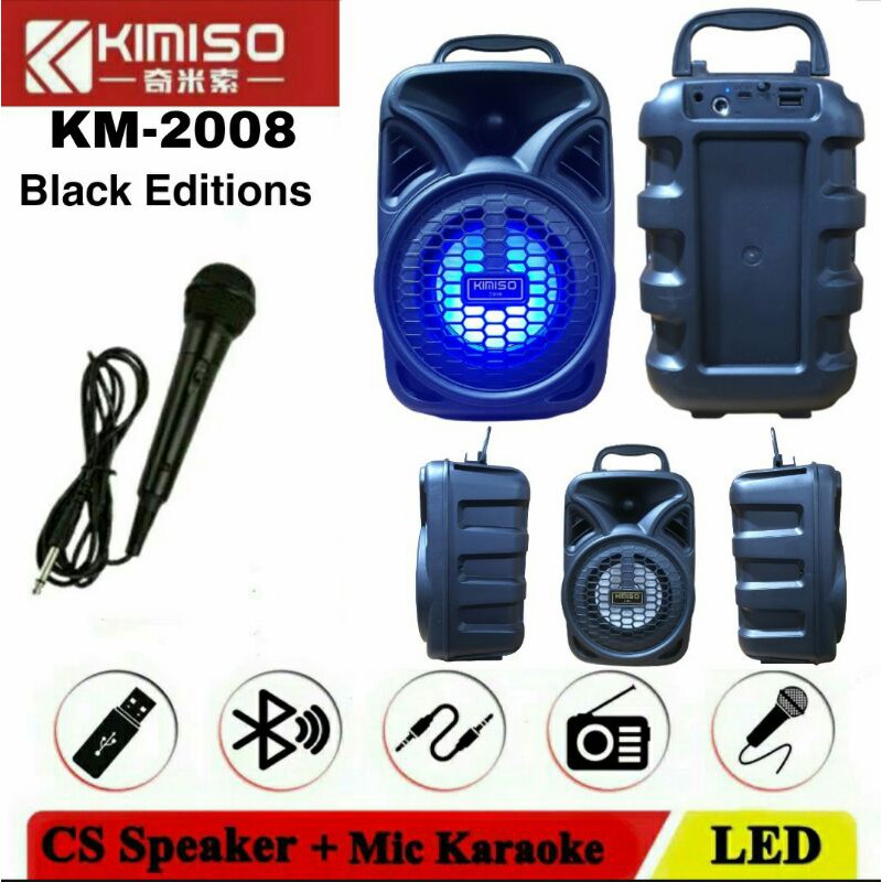 KIMISO KM 2008 Speaker Bluetooth LED Karaoke KM-2008 Portable Wireless + Microphone