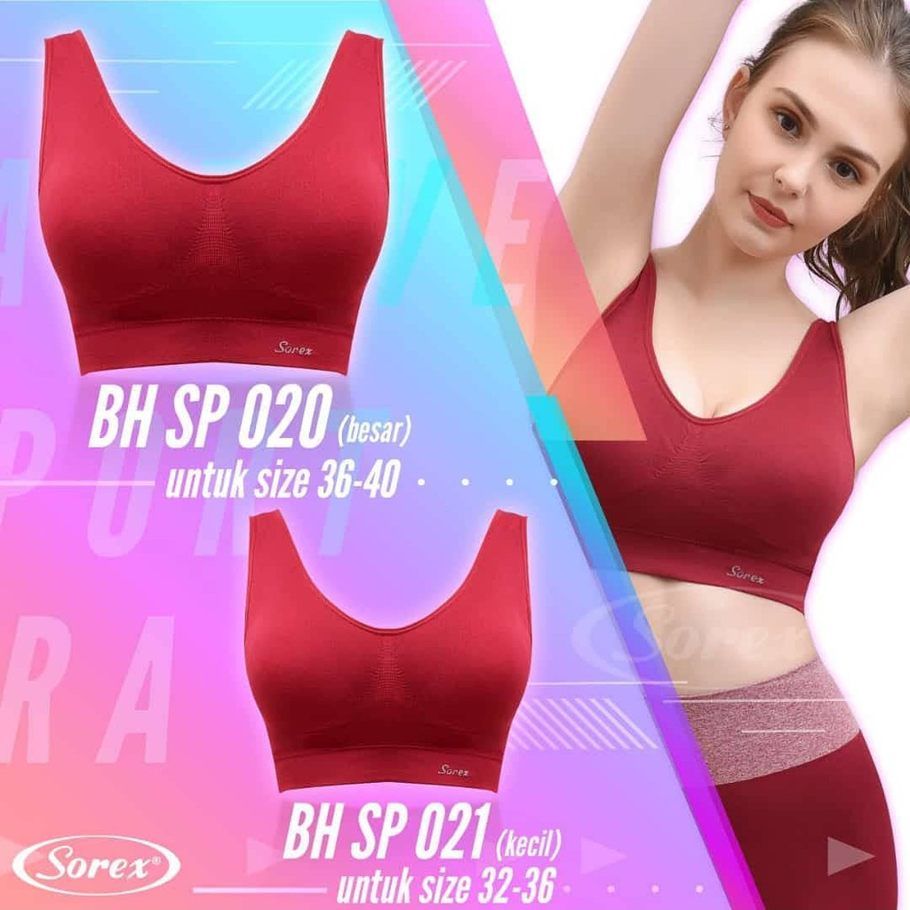 Sport Bra Wanita Original Sorex Size 32-36 &amp; 38-42 Sp21 Sp20 Tanpa Kawat Bh Wanita Sorex Miniset Dewasa