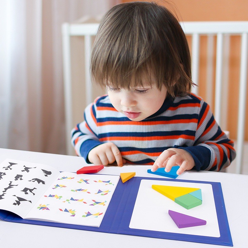 PUZZLE EDUKASI TANGRAM MAGNET PATTERN  WOODEN BLOK