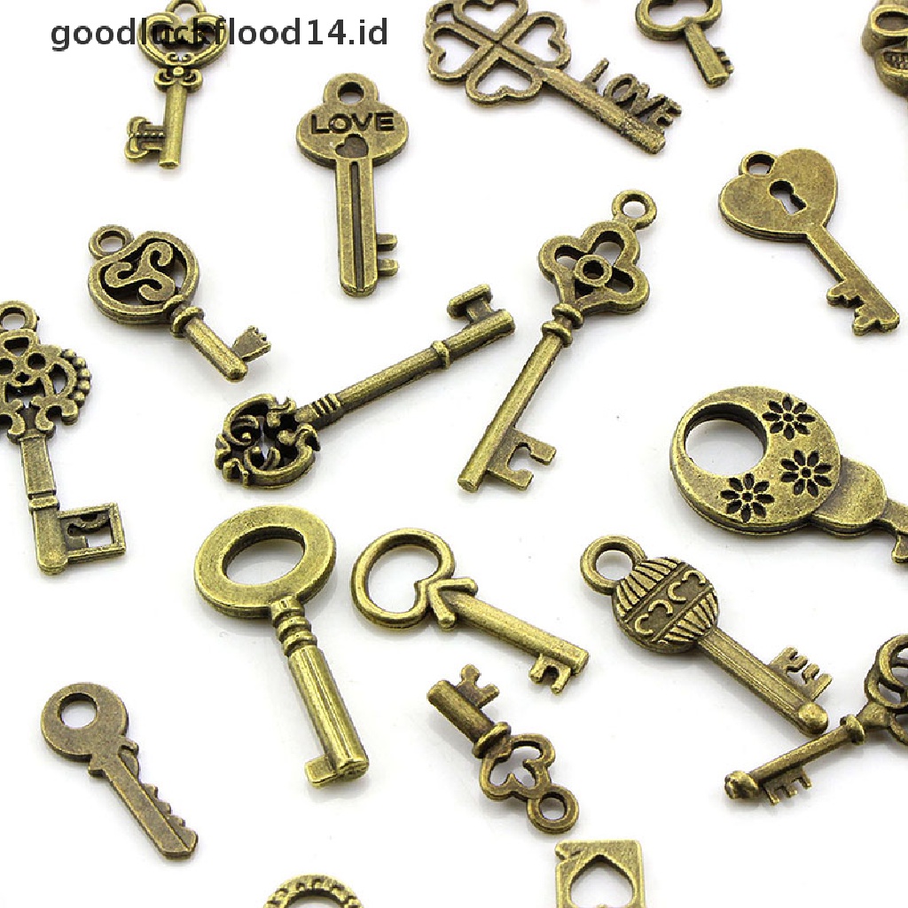 [OOID] 50PCS DIY Mixed Vintage Key Charms Pendant Steampunk Bronze Jewelry Findings ID