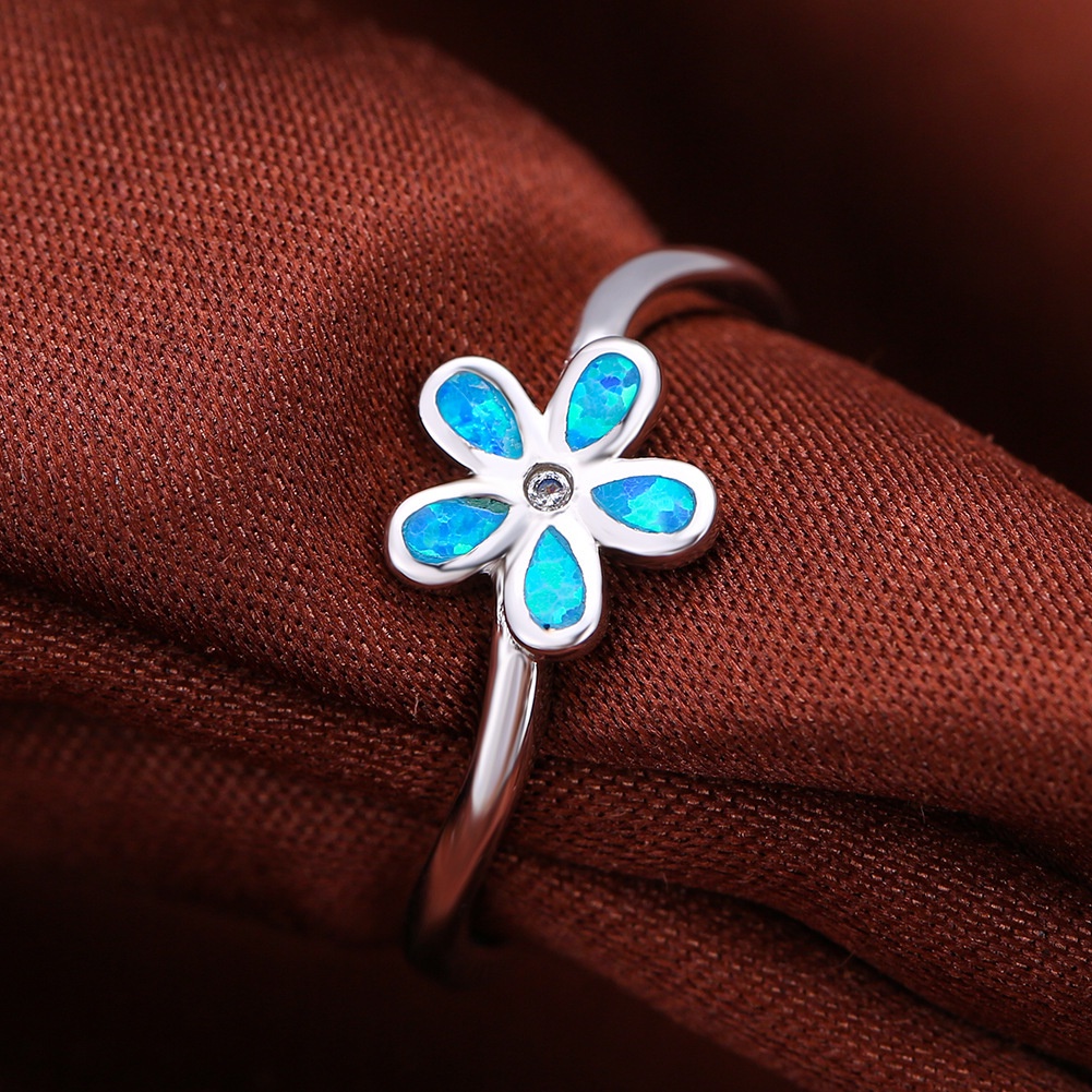 New Products Europe and America Opal Simple Korean Small Flower Bracelet Ring Flower Lady Ring