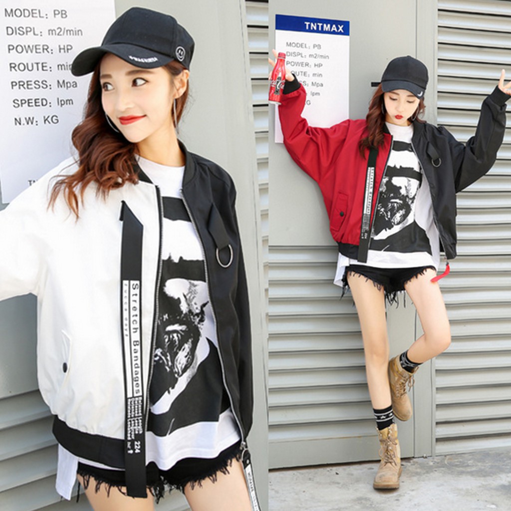 Jaket Wanita Lengan Panjang dengan  Gambar  Tulisan  dan 