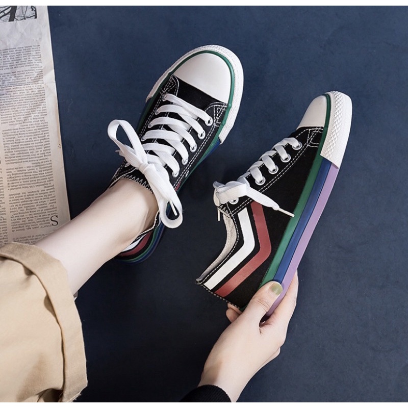 KS.ID Sepatu Wanita Sneakers Import Korea Fashion Trendy Hype Kanvas Flat Shoes Low cut Warna Hitam 