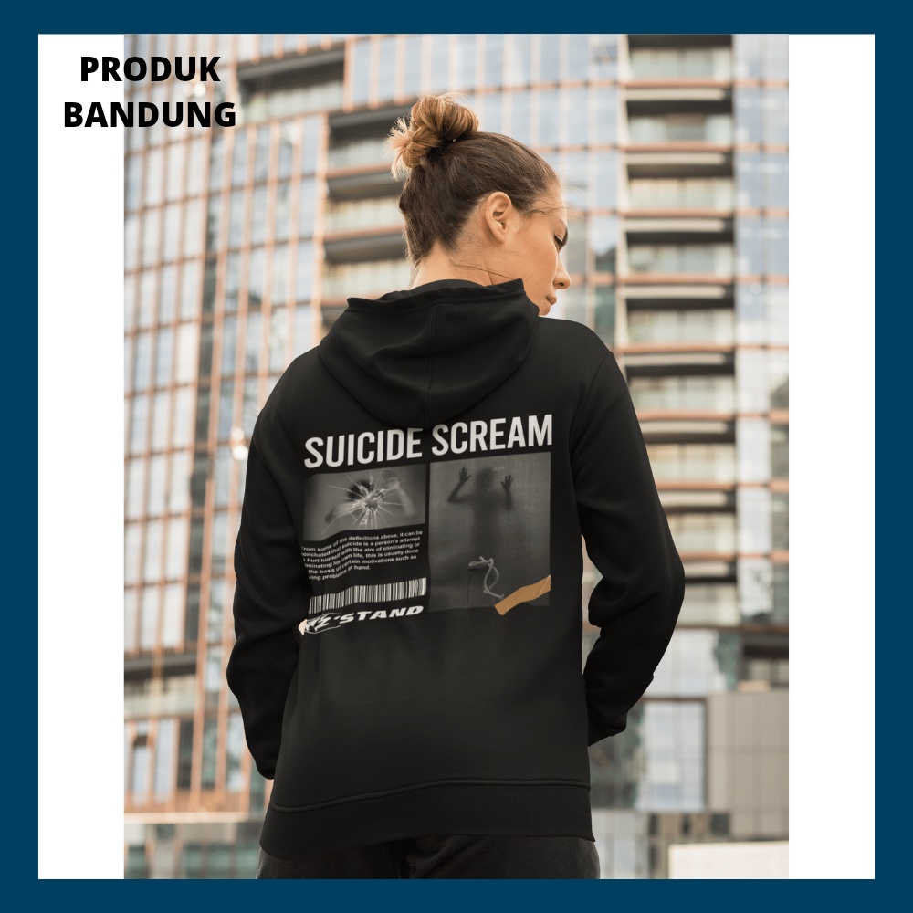 Hoodie Oversize Sucide Scrime Aesthetic Pria Wanita Sweater Hoddie Oversized Premium XXL Cowok Cewek