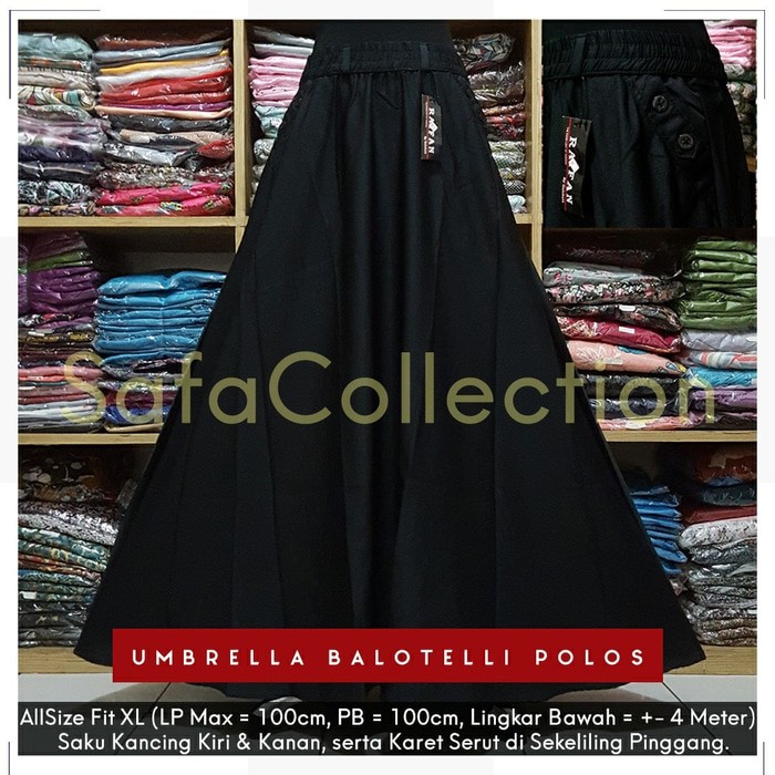 PROMO  Rok Balotelli / Rok Polos Panjang / Rok Lebar Maxi Karet (Hitam)