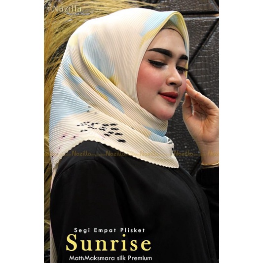 Jilbab Segi Empat Motif Plisket Polycatton Ori Nazilla-Sunrise khaki