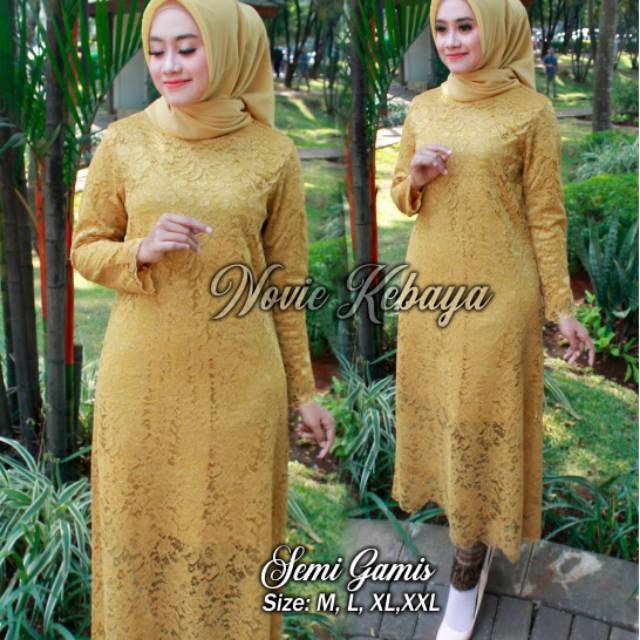 Realpict Stelan semi gamis bahan brukat rok plisket katun batik silk