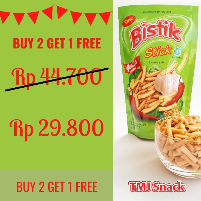 

BUY 2 GET 1 FREE - Snack rasa bistik TMJ Snack - 150 gram - Snack enak dan premium