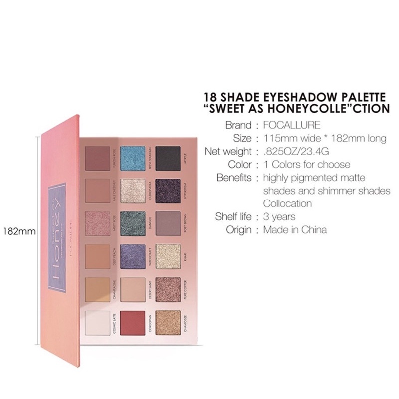 (READY &amp; ORI!) FOCALLURE 18 Colors Eyeshadow As Sweet As Honey FA 40 FA40 With Mirror