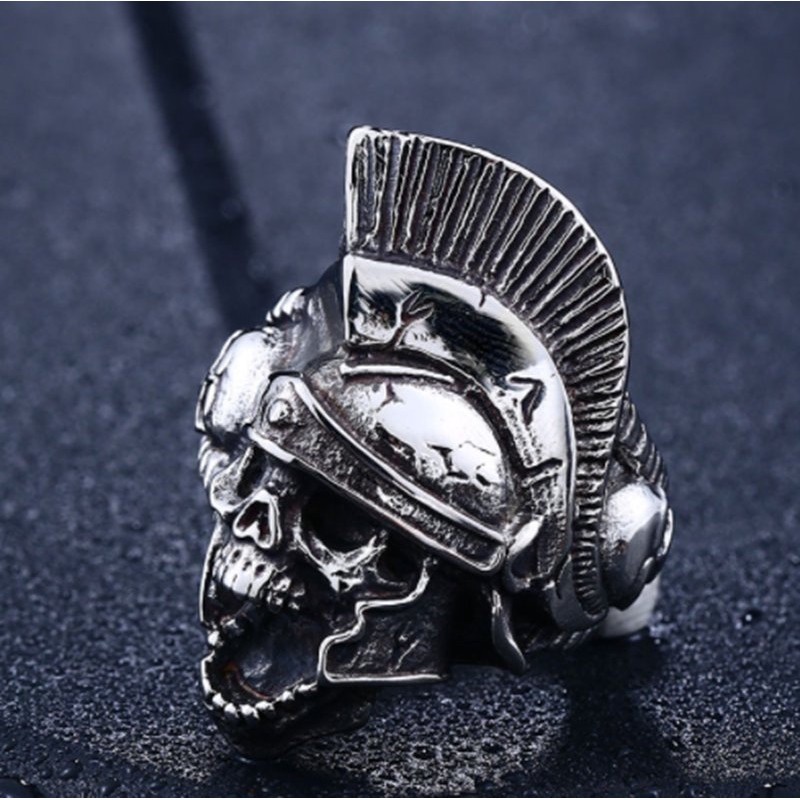 SEUSUK  Fashion Vintage Popular High Quality Punk Rome Fighter Skull Ring Jewelry