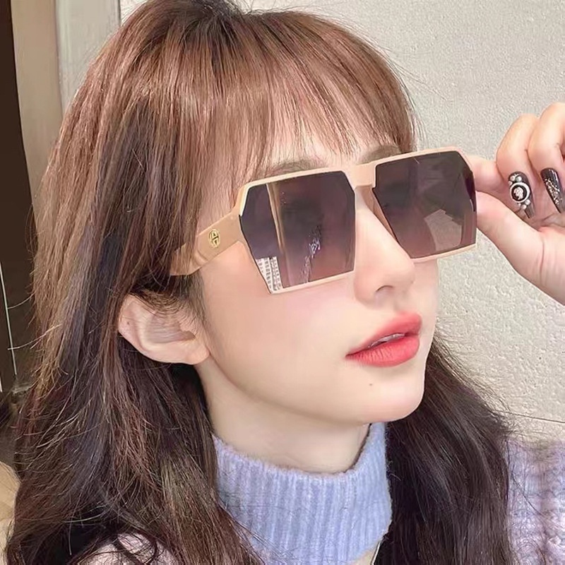 Kacamata Hitam Bingkai Persegi Warna Oranye Untuk Pria Dan Wanita