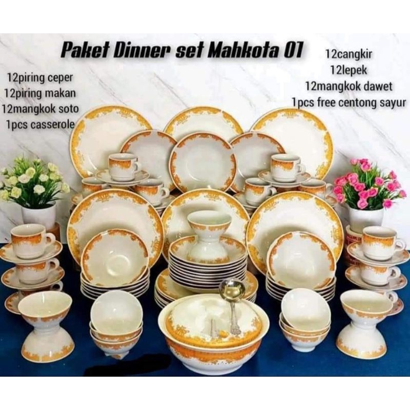 DINNER SET MAHKOTA (FREE ONGKIR SEJAWA)