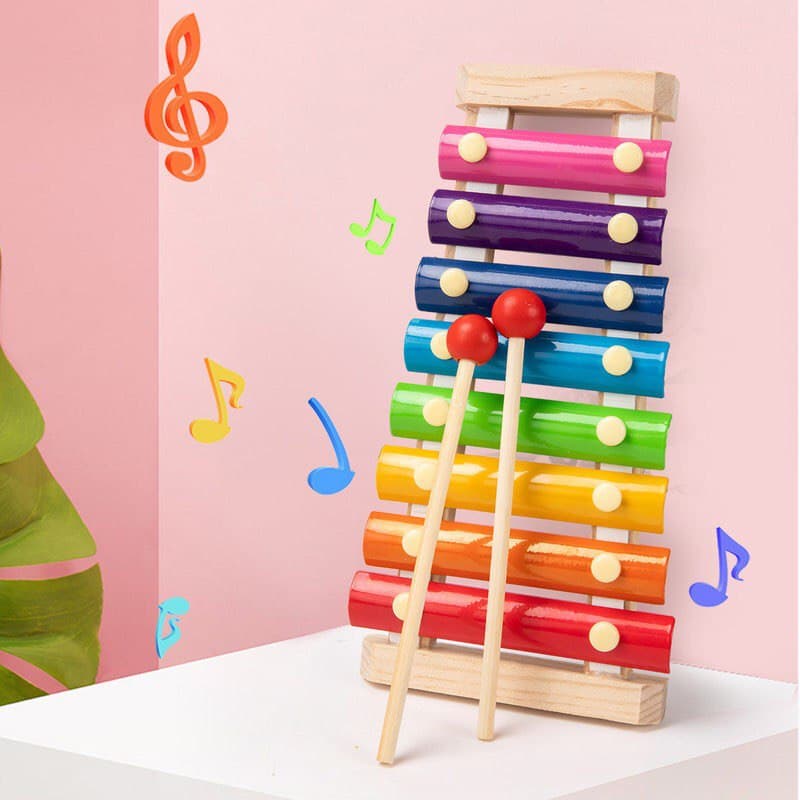 Mainan Edukasi Anak Basic Shape Kayu Balok Geometri Puzzle 3D Montessori Sensory Xylophone Jam Angka-1