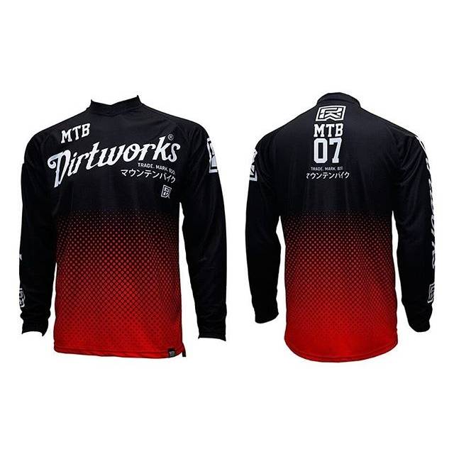  Jersey  Dirtworks ISHII BLACK RED Jersey  Sepeda  adem 