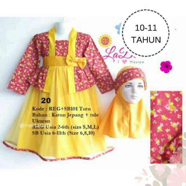 GAMIS ANAK 10 -11 TAHUN TUTU PESTA KEBAYA KUTUBARU FANTA KUNING LUCU KEKINIAN KATUN JEPANG LABELLA