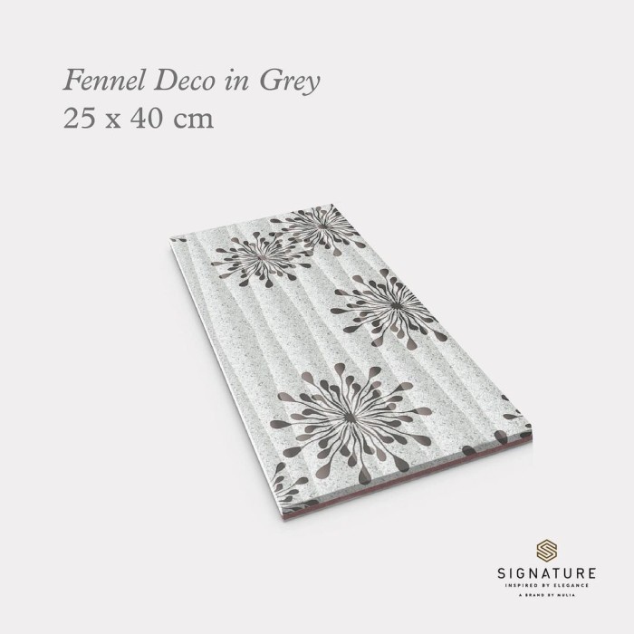KERAMIK DINDING 25X40 FENNEL DECO GREY GLOSSY - MULIA TILE
