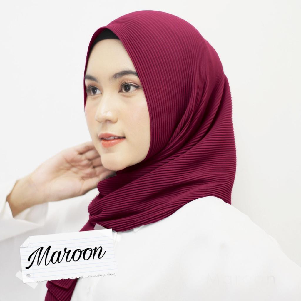 Pashmina Plisket/Pashmina Plisket Pashmina Full Plisket/Pashmina Plisket Tanpa Lipatan Tengah Murah!-Merci Maroon