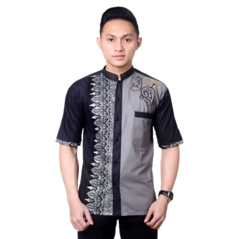 Koko Muslim Pria Kombinasi Bordir Lengan Pendek Terbaru | Baju Koko Pria Premium