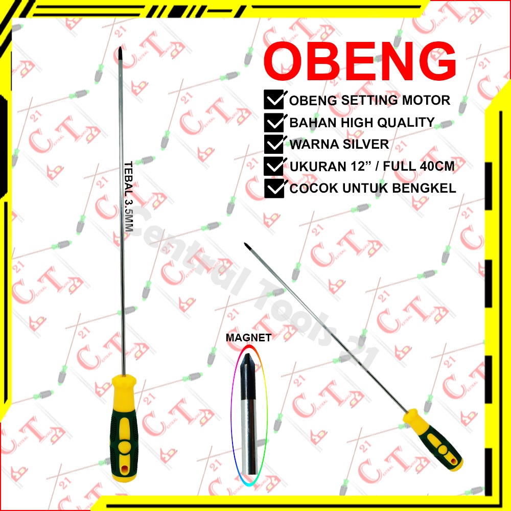 Obeng Plus Minus Magnet Panjang 12 Inch Obeng Setting Motor Besi Kecil Obeng Radio 40CM